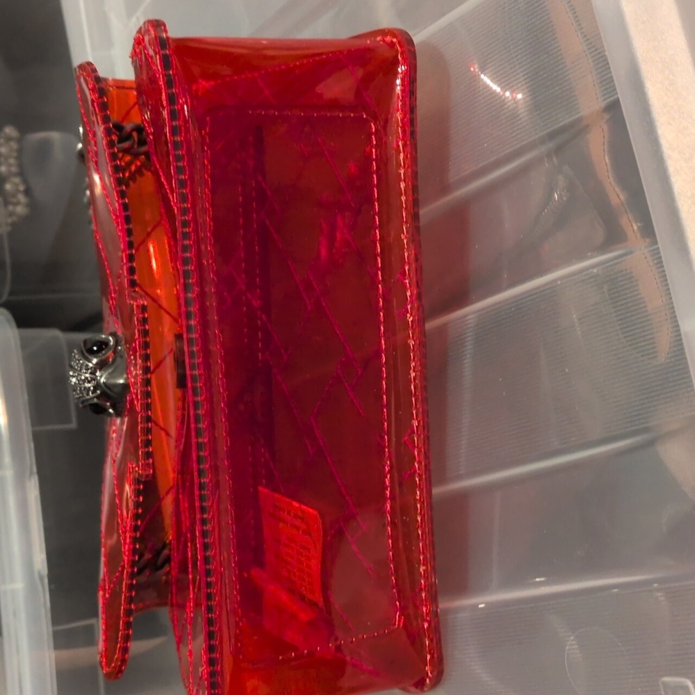 Kurt Geiger Mini Transparent Kensington Red Bag - Picture 2 of 3